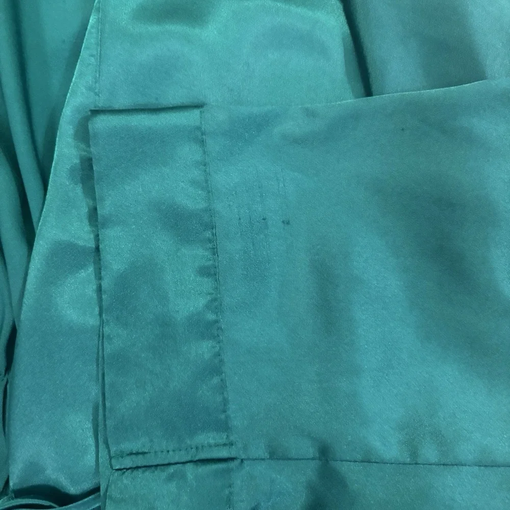 Vintage Victoria's Secret Gold Label Teal Jewel Green Satin Floral Robe Size O/S